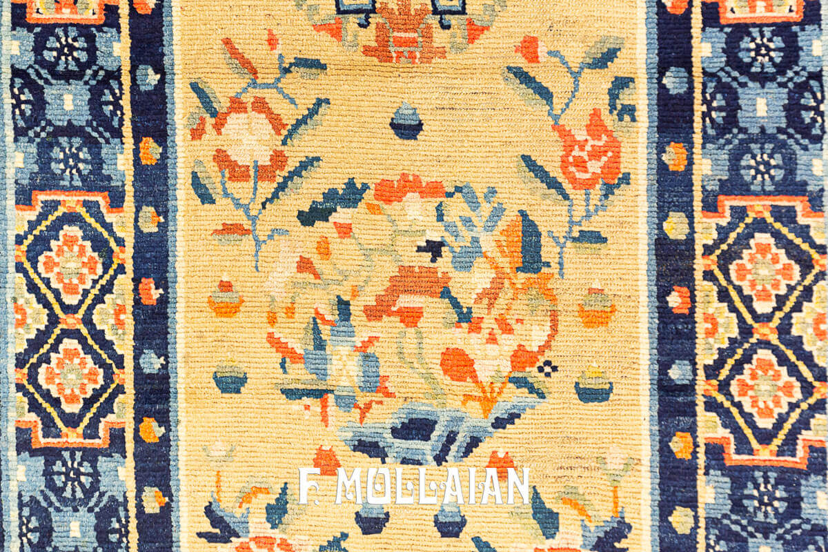 Beige Field Tibetan Antique Floral Rug n°:85607588